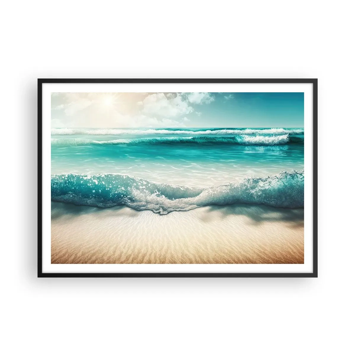 Poster in black frame - Calm of the Ocean - 100x70 cm