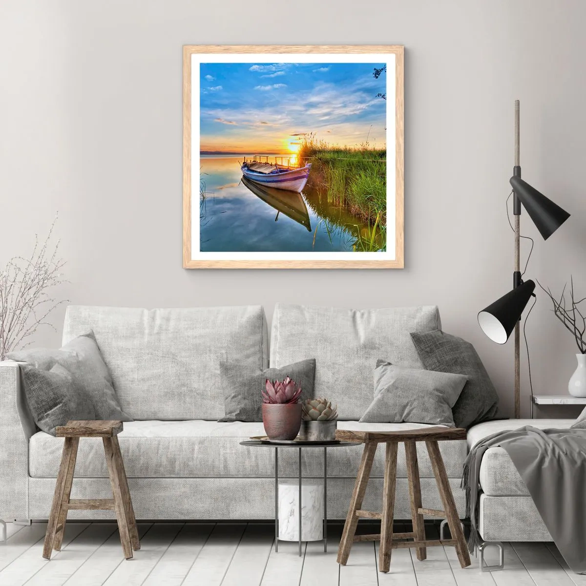 Poster in light oak frame - Bay of Fulfilled Dreams - 50x50 cm