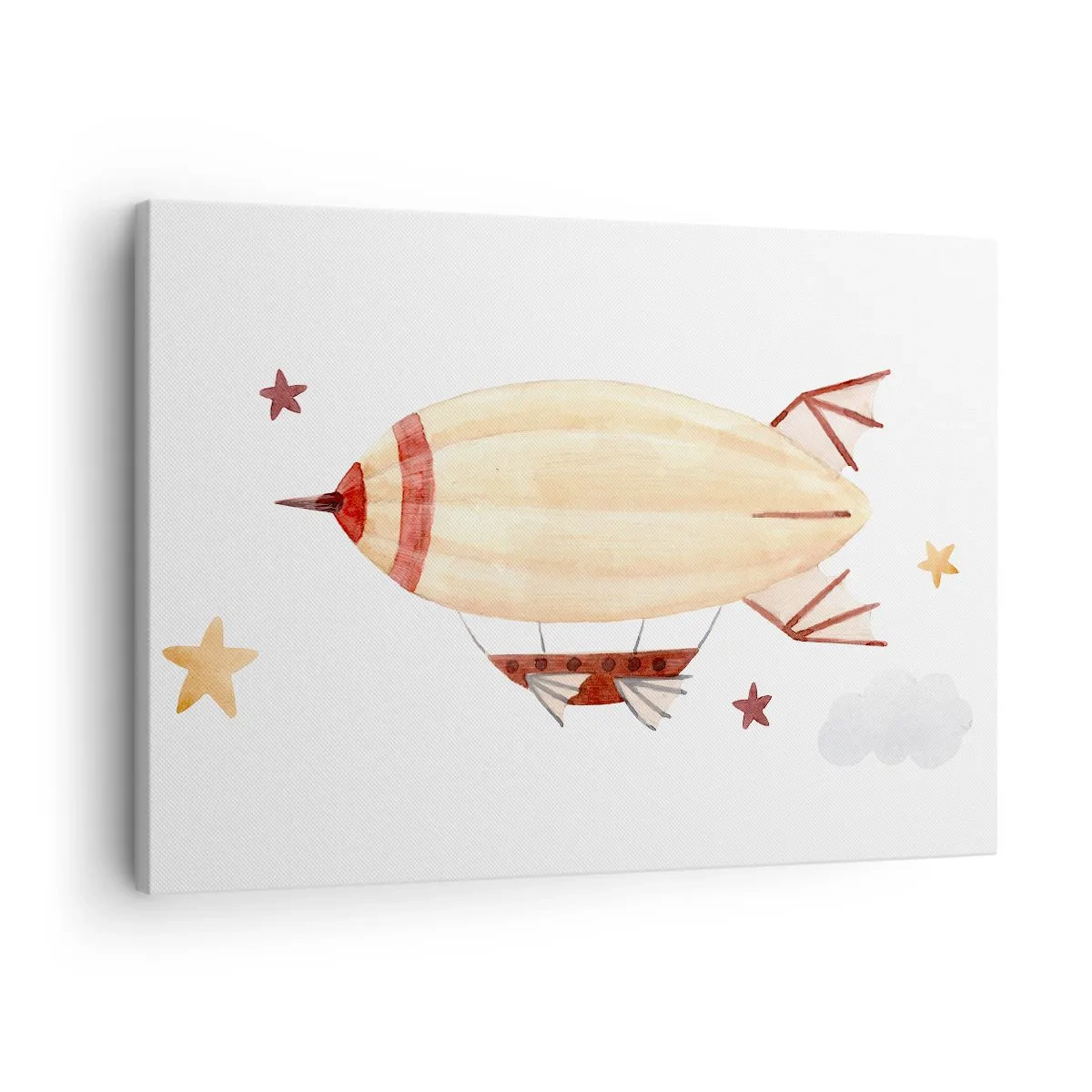Canvas picture - A hand-painted airship against a backdrop of stars - 70x50cm - Airship - Modern wall decoration for the living room and bedroom ARTTOR