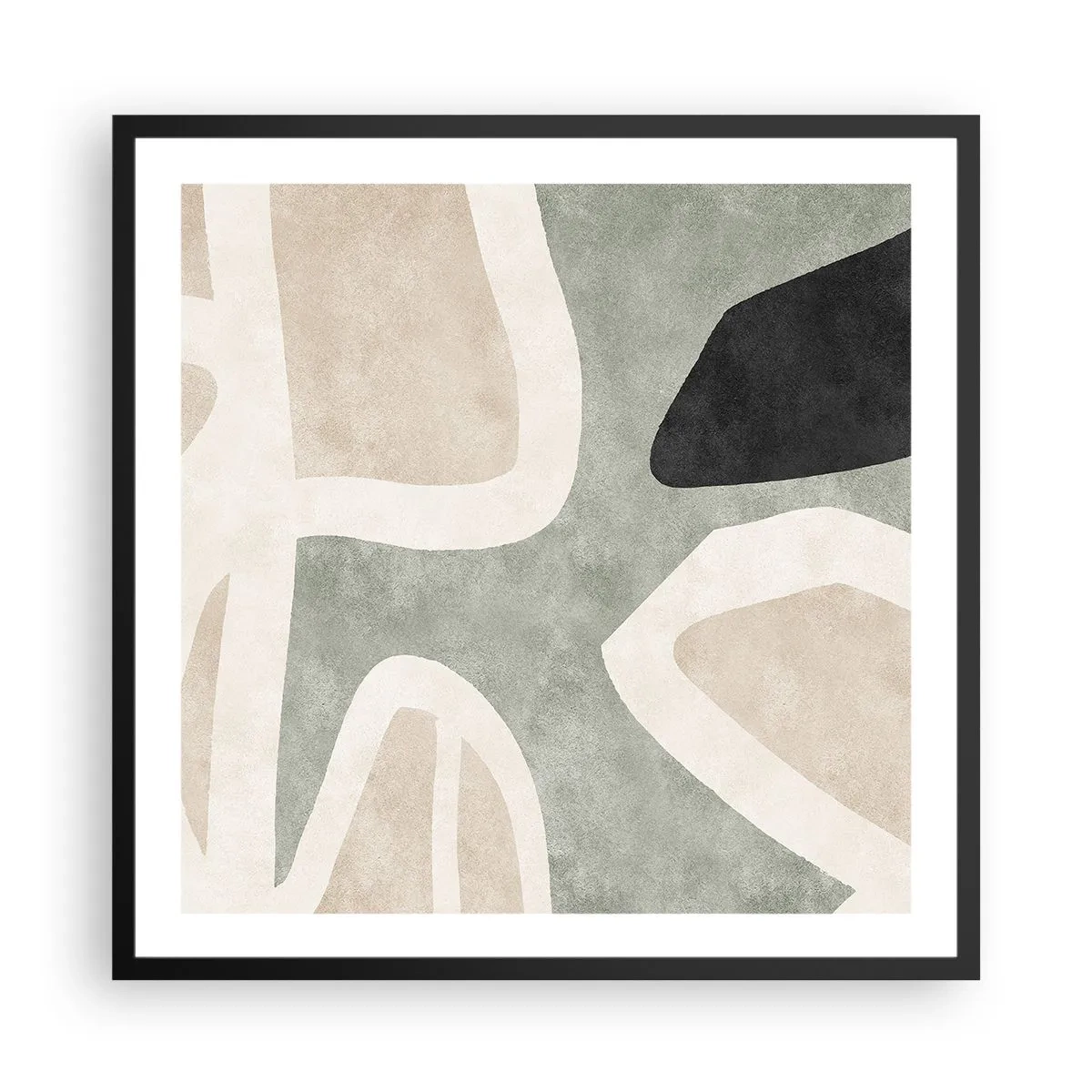 Poster in black frame - Composition with a Black Motif - 60x60 cm
