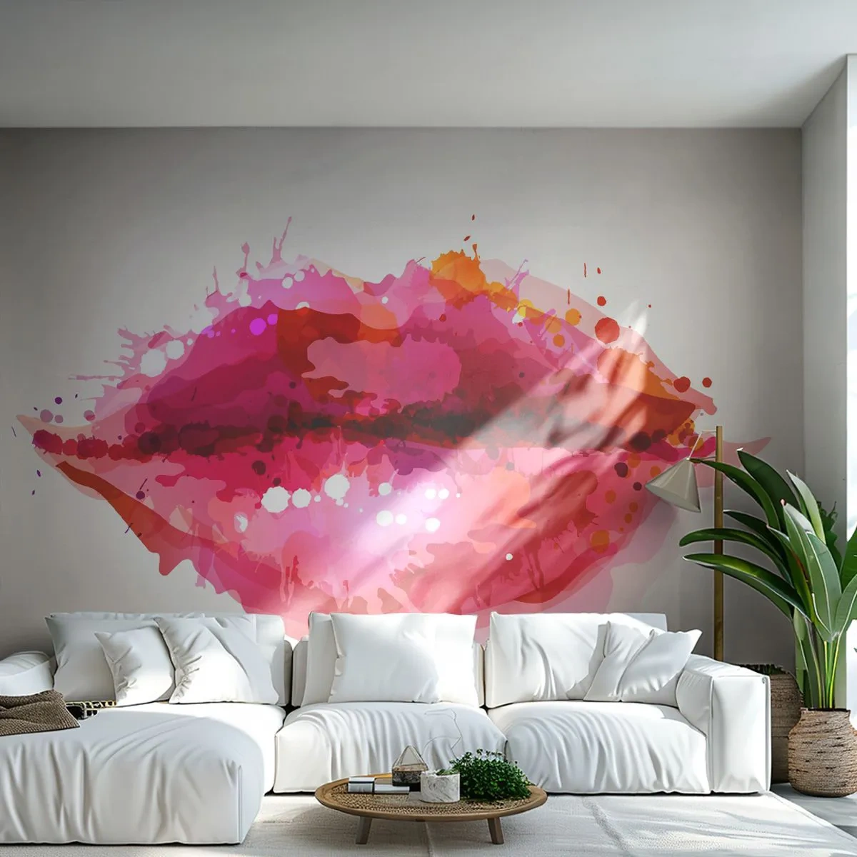 Photo Wallpaper Standard Eco - Redder Shade of Red - Abstraction, Red lips, Piece - 200x140 cm