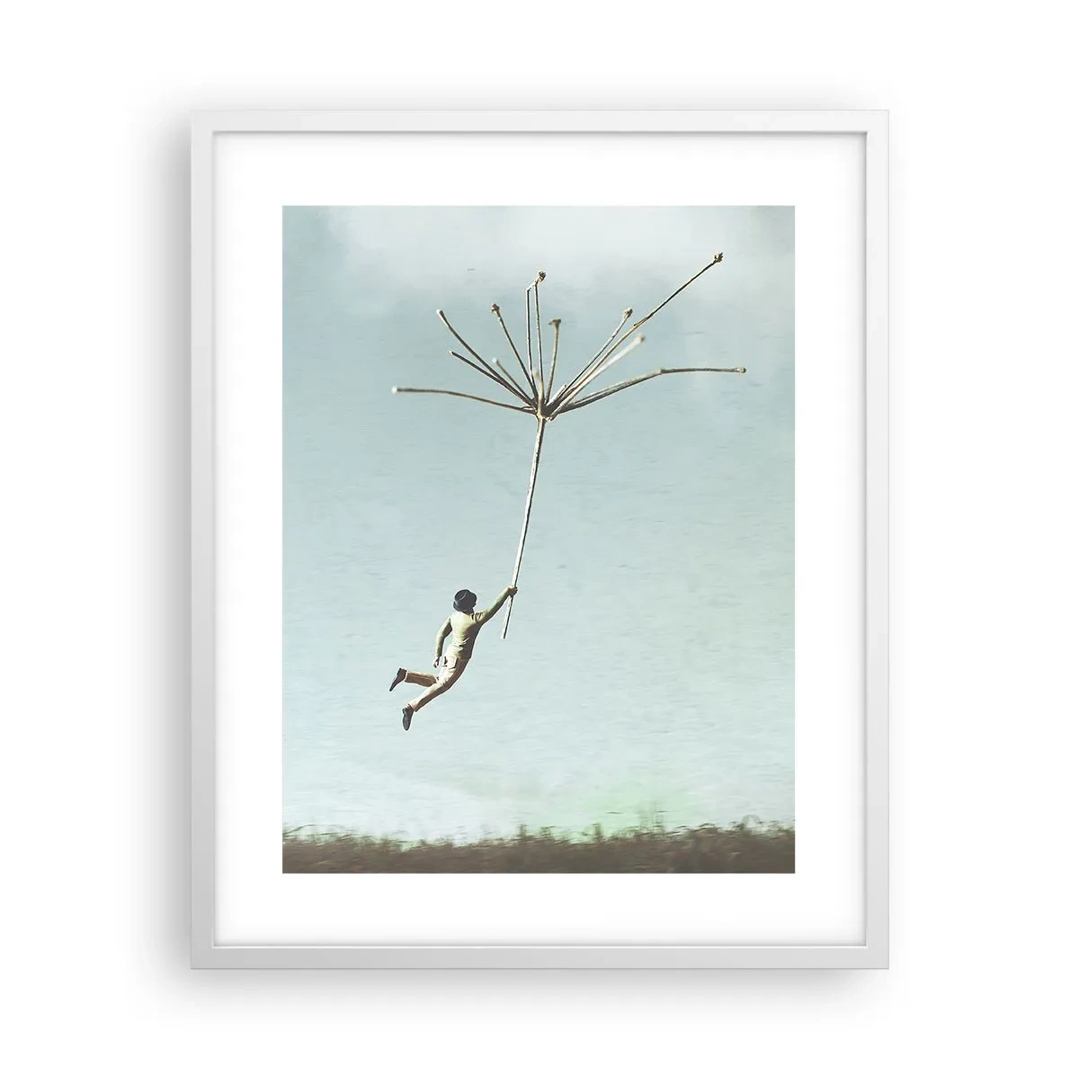 Poster in white frmae - Kites, Dandelions, Wind - 40x50 cm