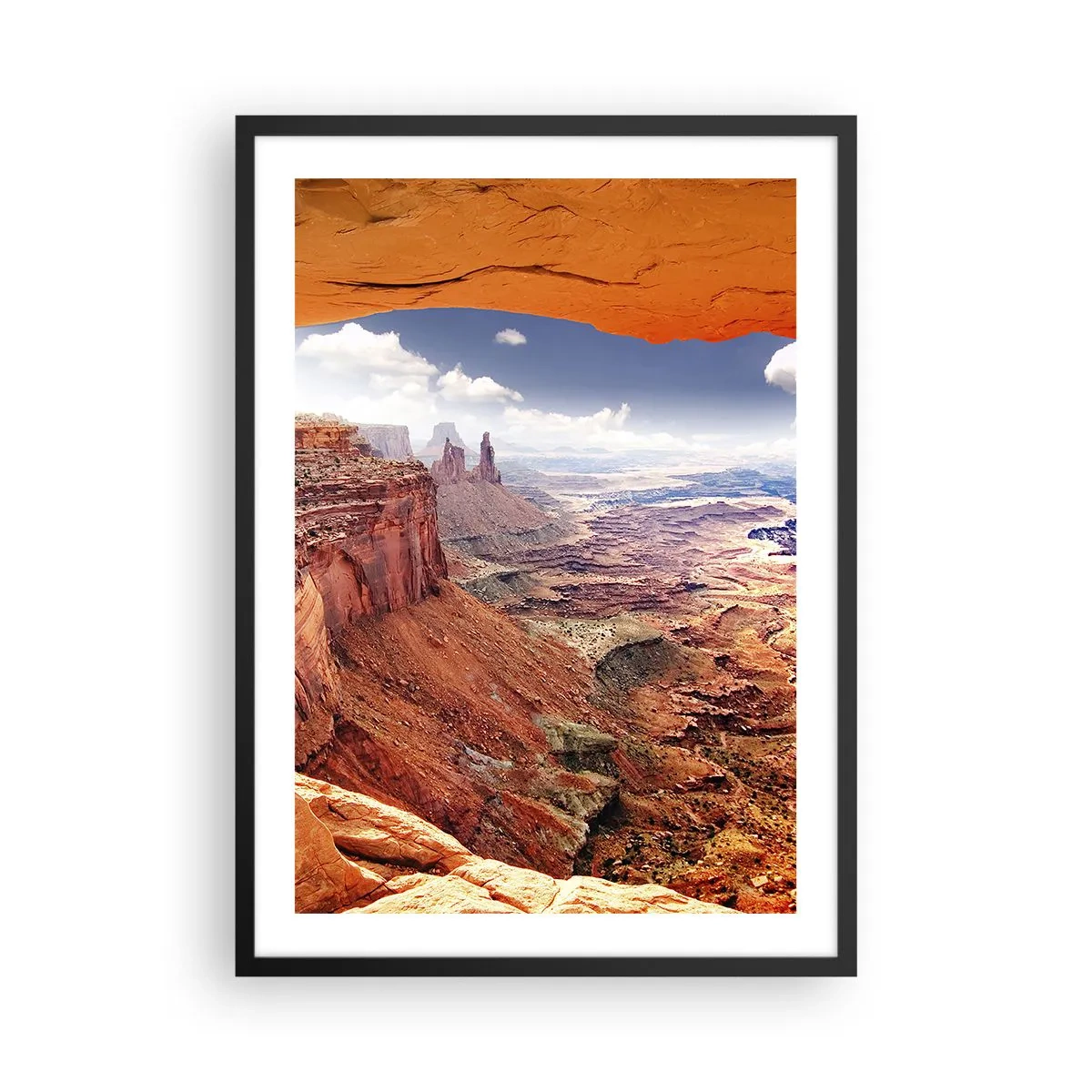 Poster in black frame - View of the canyon with red rocks and blue sky - 50x70cm - Sculpted by Nature - Modern wall decoration for the living room and bedroom ARTTOR