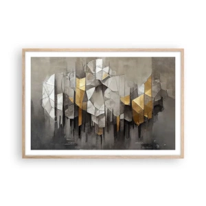 Poster in light oak frame - Composition of Ice and Light - 91x61 cm