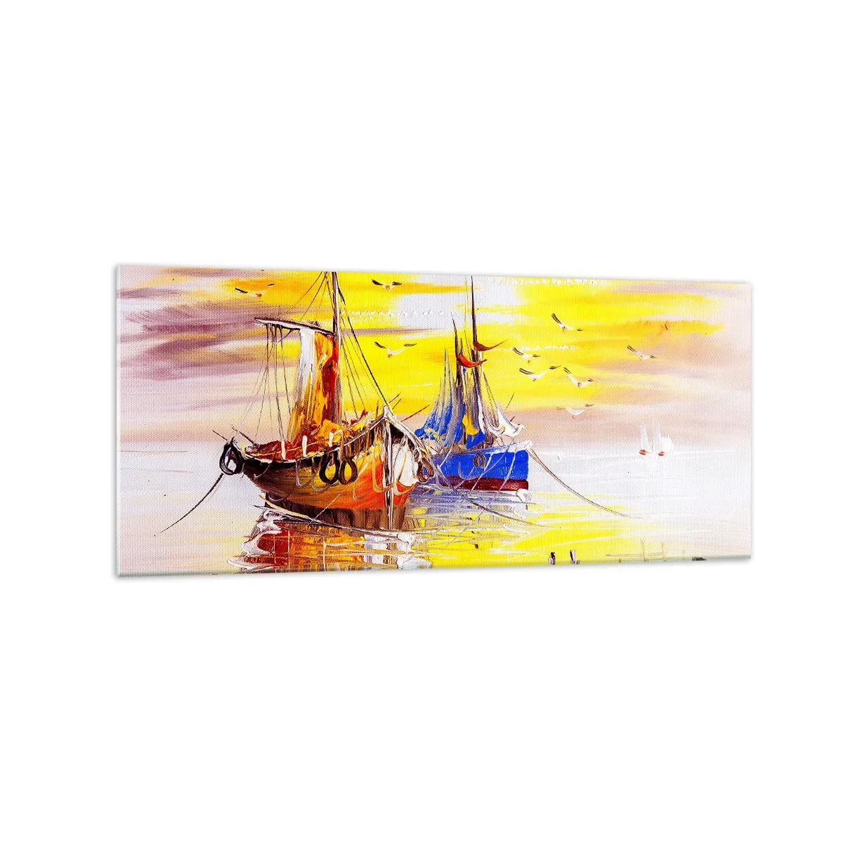 Glass picture - Deserved Rest in Port - 120x50 cm