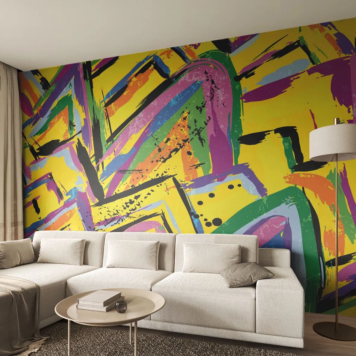 Photo Wallpaper Premium Sand - Screaming from Joy - Abstraction, Piece, Painting - 450x315 cm