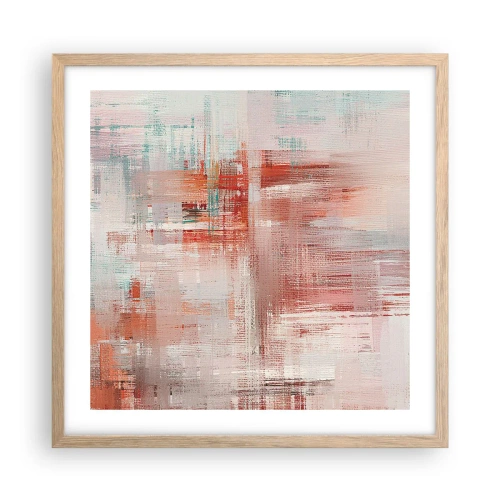 Poster in light oak frame - Foggy but Pink - 50x50 cm