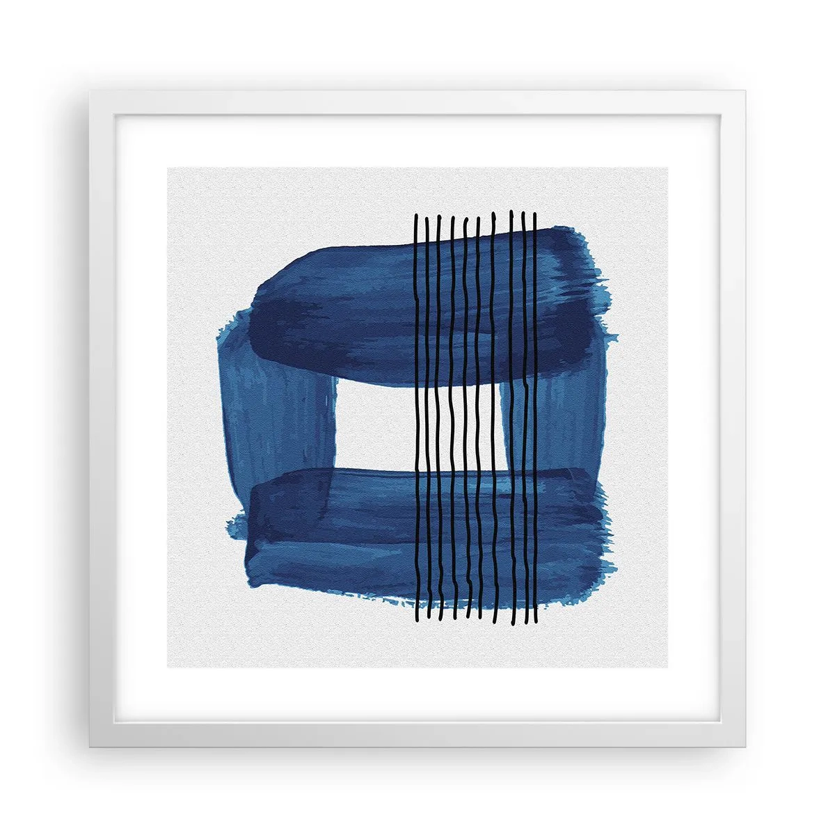 Poster in white frmae - Blue and Black Composition - 40x40 cm