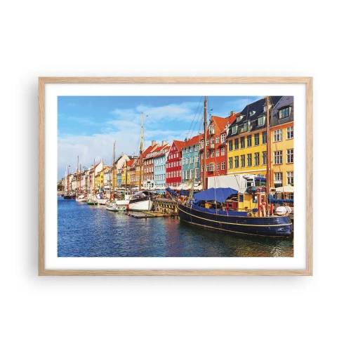 Poster in light oak frame - Joyful Coast - 70x50 cm