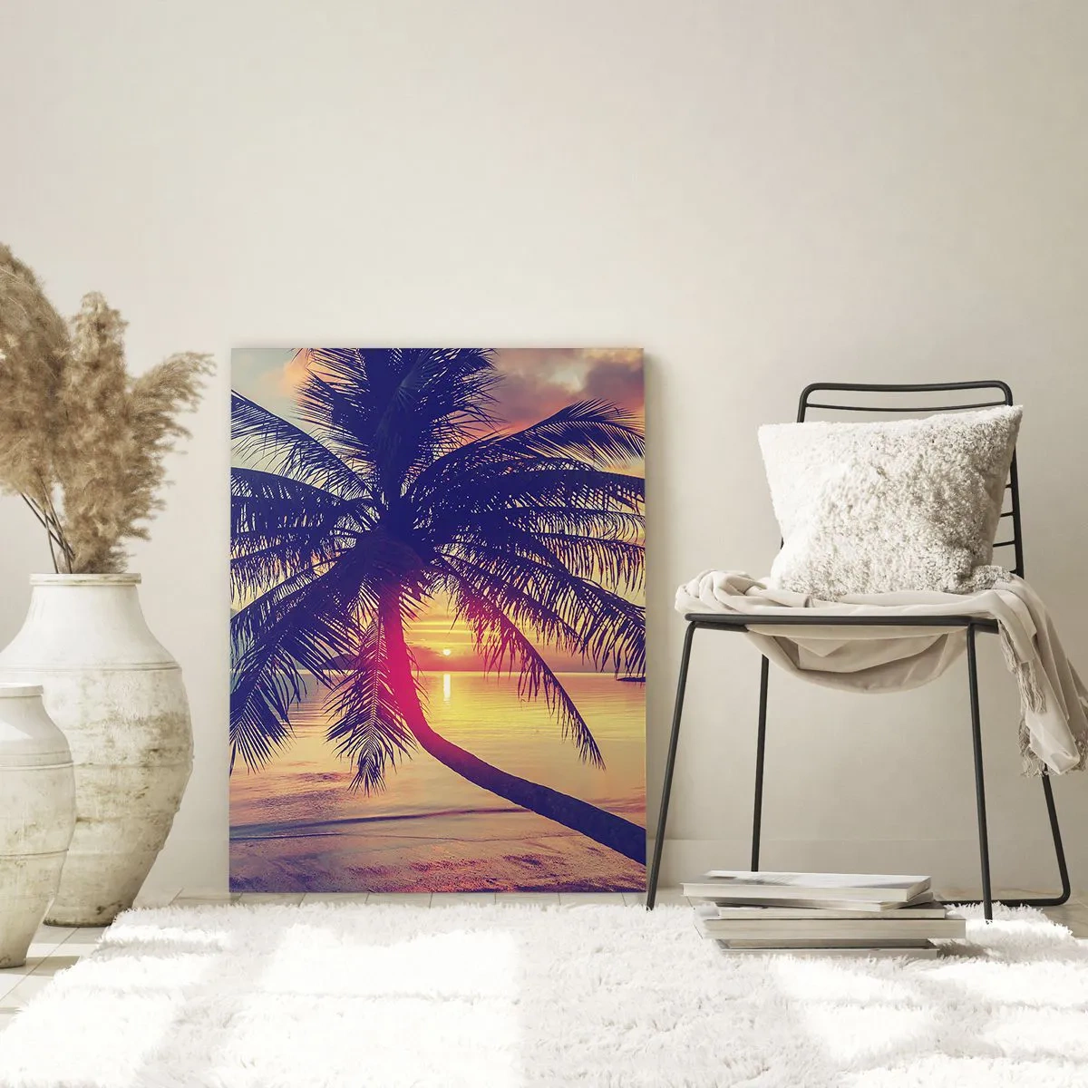 Glass picture - Evening under the Palm Trees - 50x70 cm
