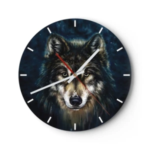 Wall clock - Clock on glass - Alpha? And Omega - 40x40 cm