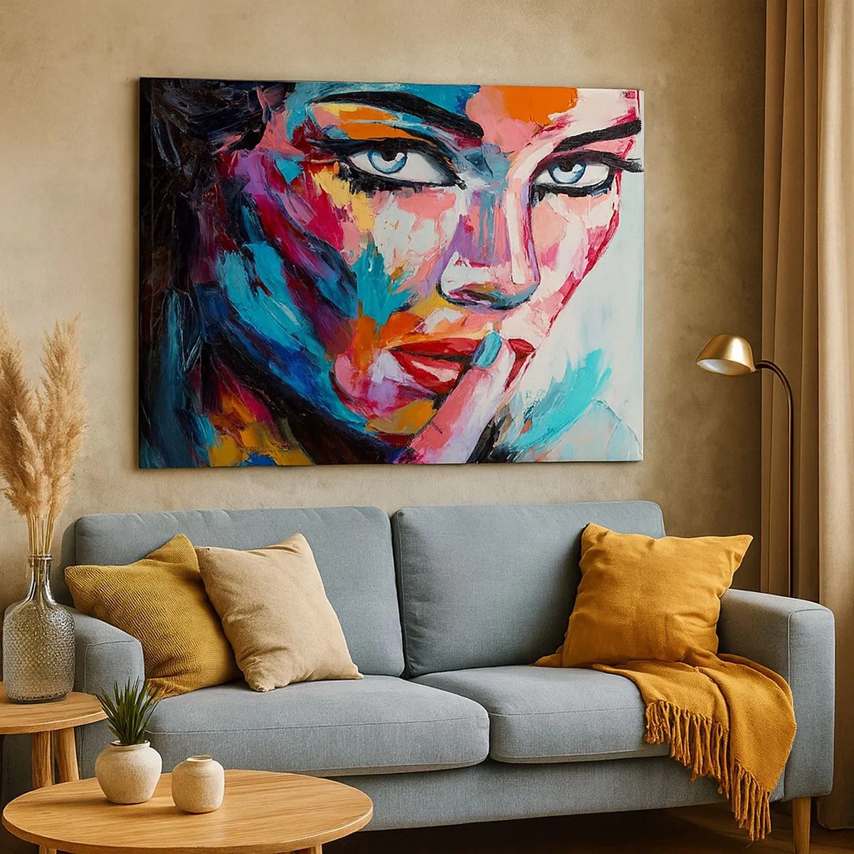 Canvas picture - Colorful portrait of a woman in an abstract style - 70x50cm - Our First Secret - Modern wall decoration for the living room and bedroom ARTTOR