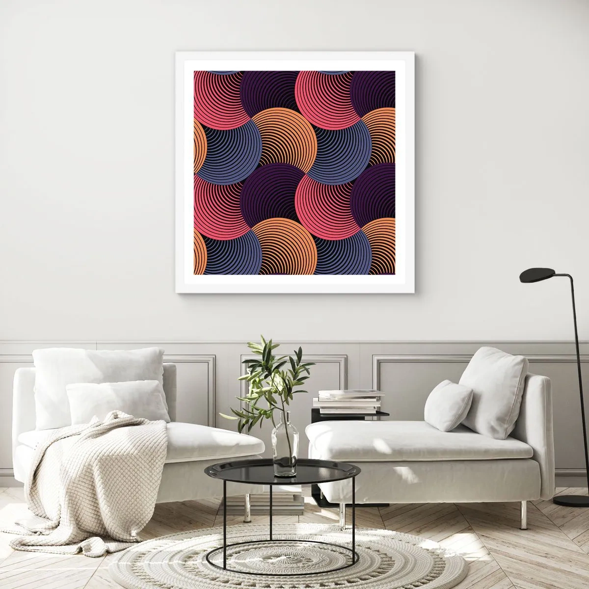 Poster in white frmae - In a Circular Rhythm - 60x60 cm