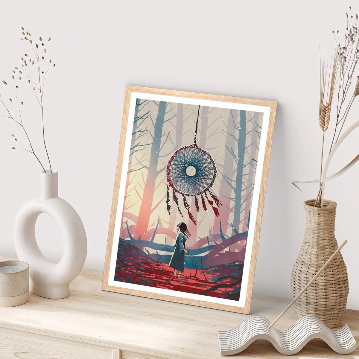 Poster in light oak frame - Mysterious Ritual of Life - 50x70 cm