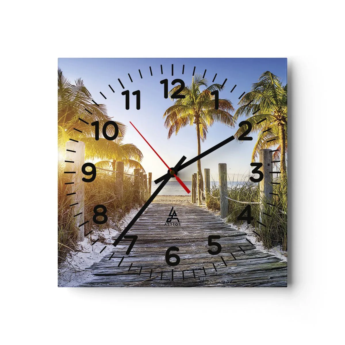Wall clock - Clock on glass - Straight to Paradise - 40x40 cm