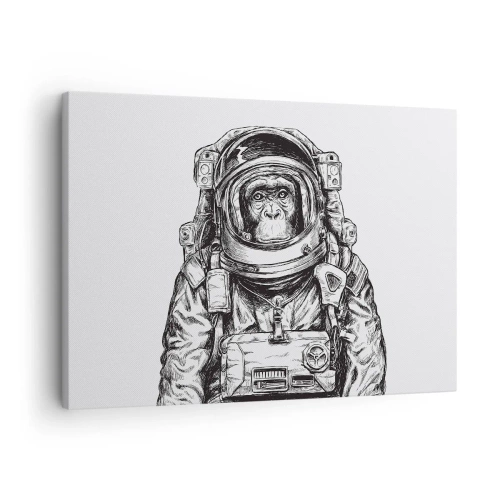 Canvas picture - Graphic of an astronaut in a spacesuit with a monkey head - 70x50cm - Alternative Revolution - Modern wall decoration for the living room and bedroom ARTTOR