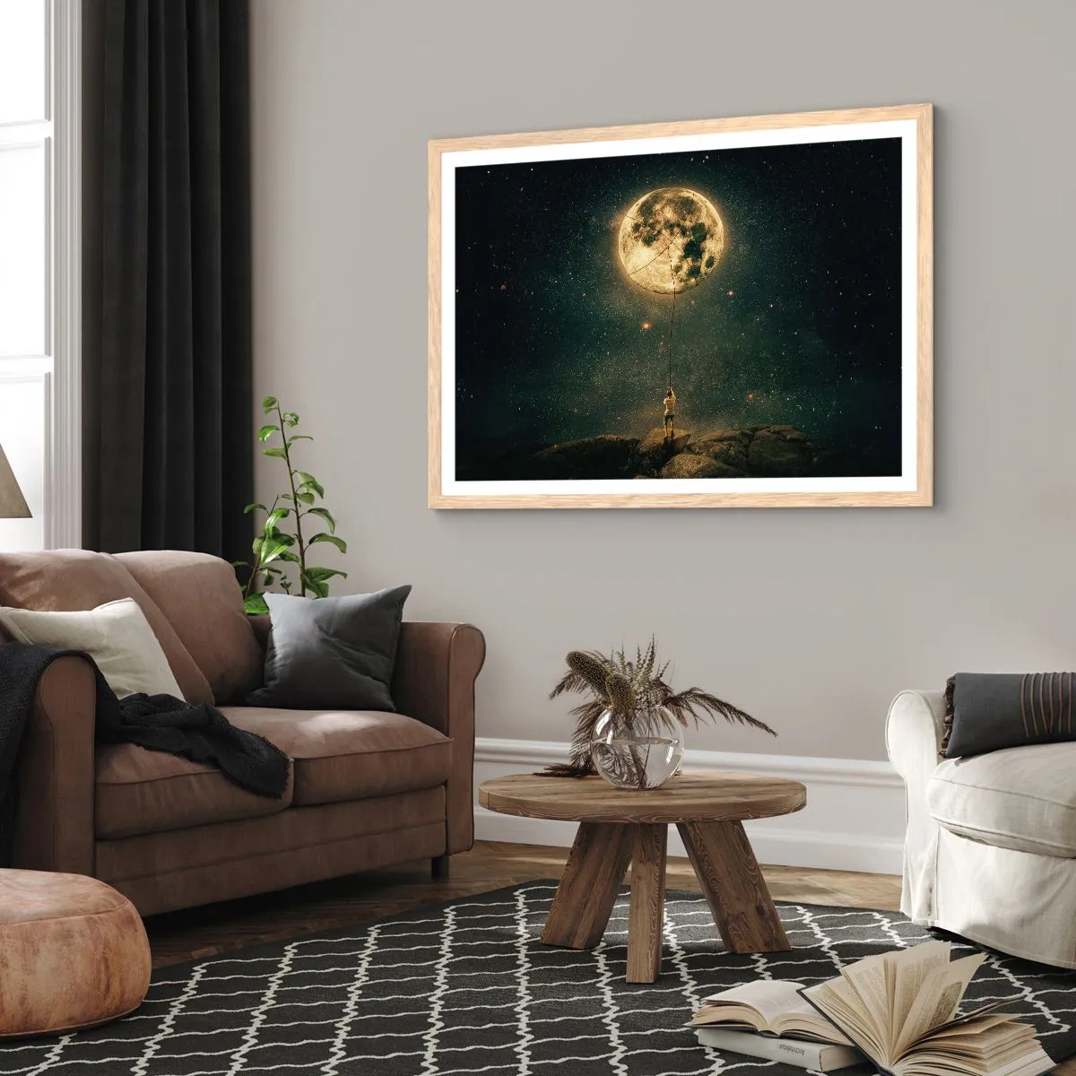 Poster in light oak frame - One that Stole the Moon - 50x40 cm