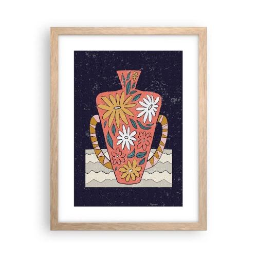 Poster in light oak frame - Painted Vase - 30x40 cm