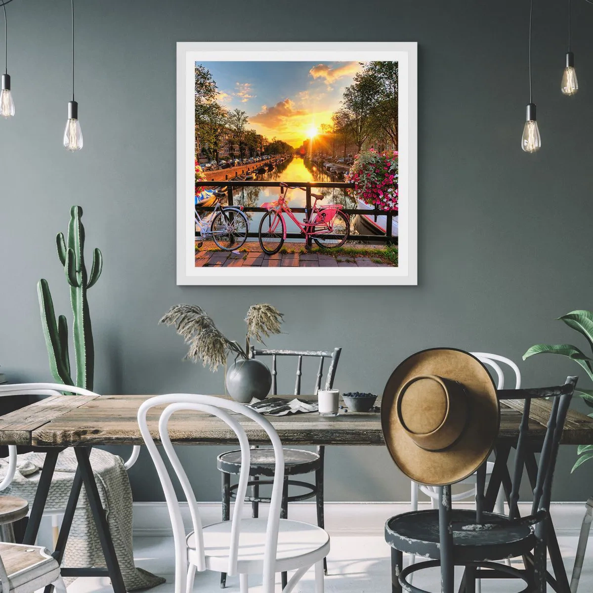Poster in white frmae - Spring Morning in Amsterdam - 30x30 cm