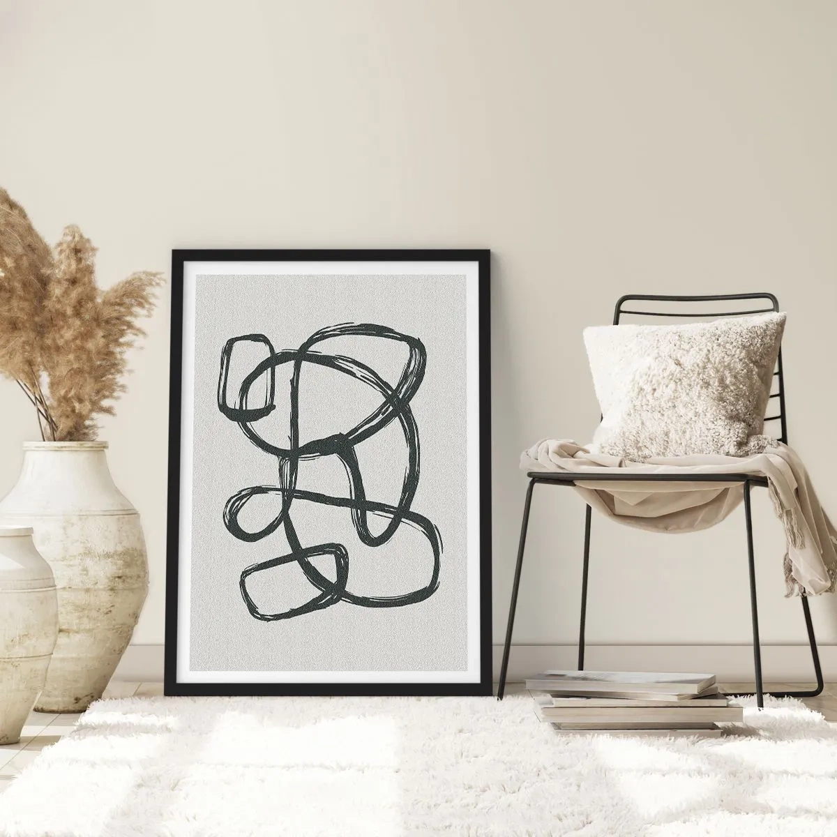 Poster in black frame - Abstract in Loops - 30x40 cm