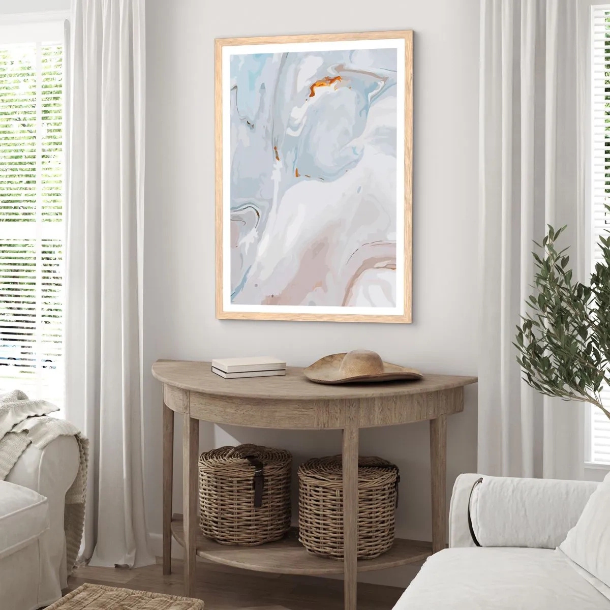 Poster in light oak frame - White Fusion - 40x50 cm