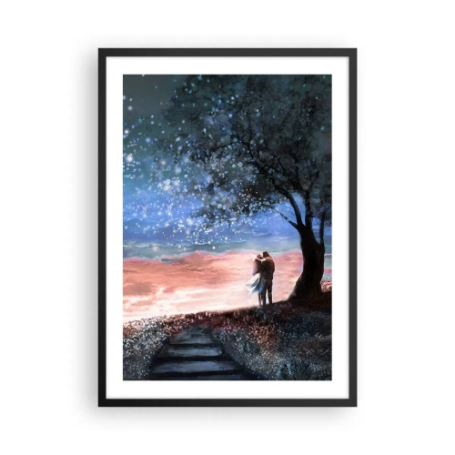 Poster in black frame - A couple under a tree in the starlight and picturesque landscape - 50x70cm - Starry Spectacle - Modern wall decoration for the living room and bedroom ARTTOR