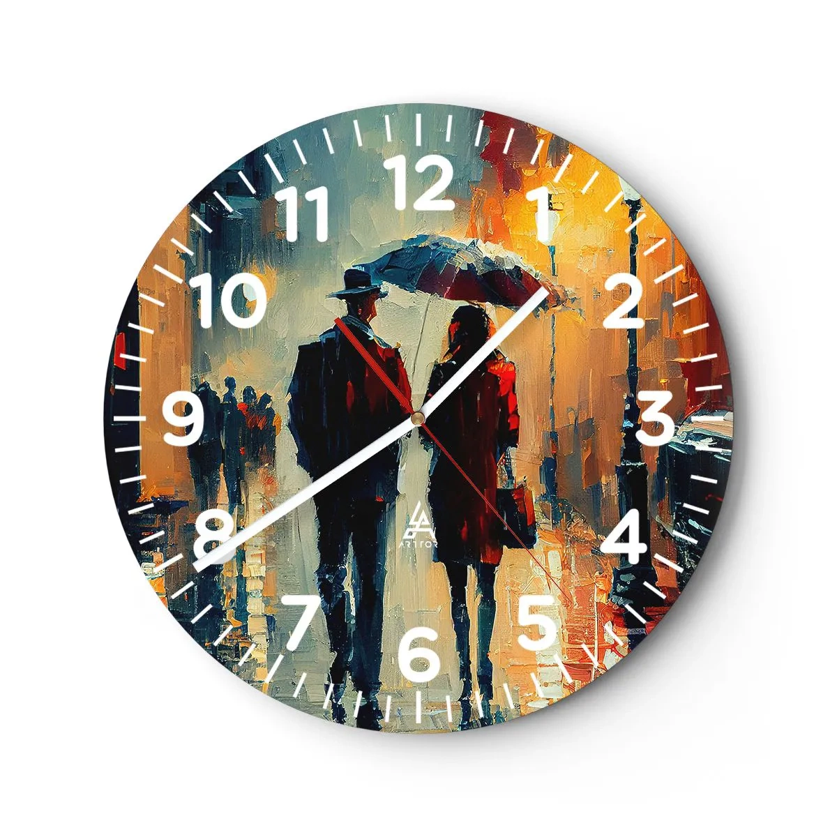 Wall clock - Clock on glass - Urban Love Story - 30x30 cm