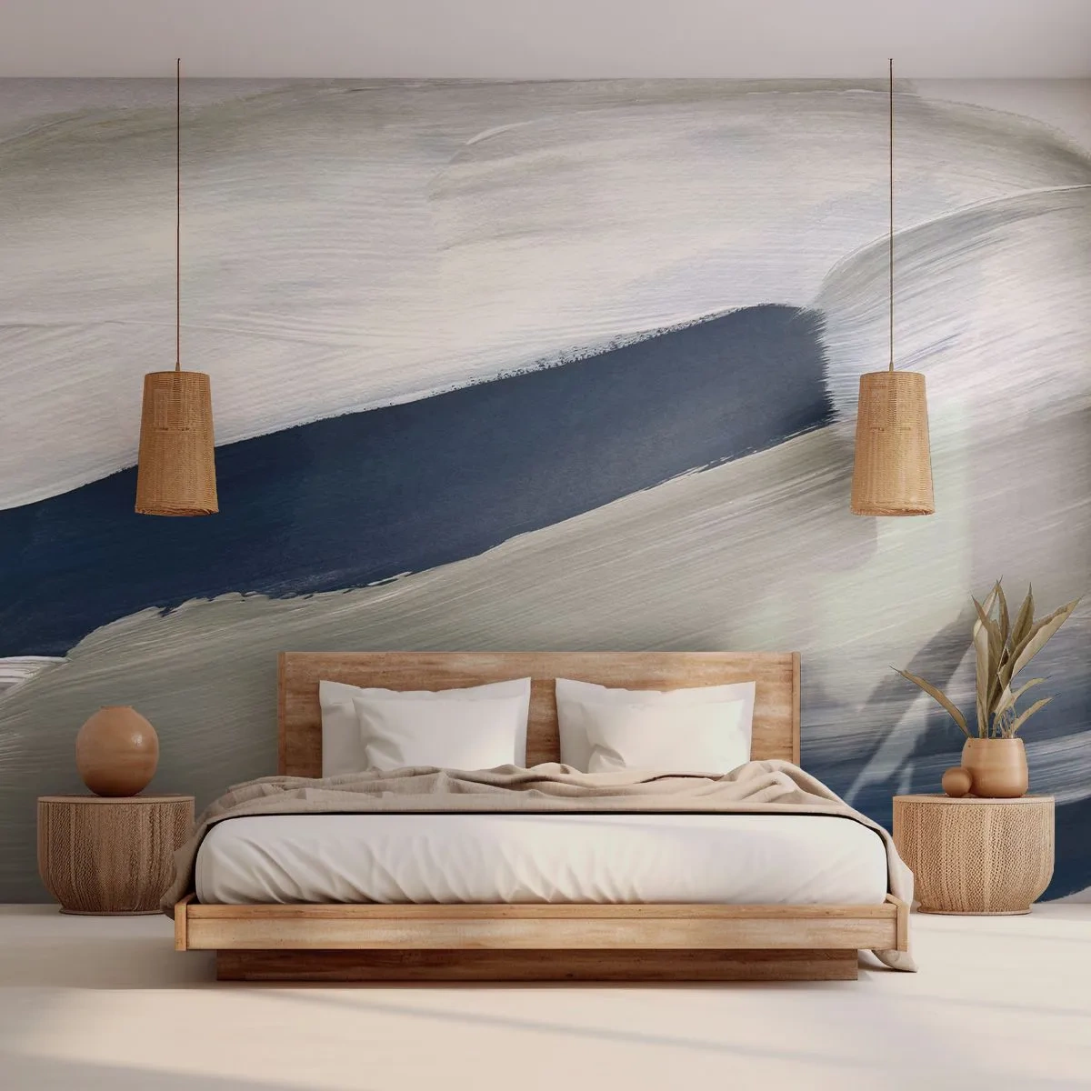 Custom Wallpaper Premium Sand - Encounter with White - Piece, Minimalistic, Modern