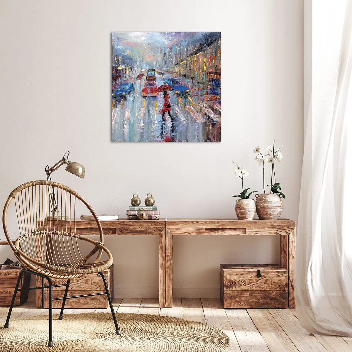 Canvas picture - Rainy Afternoon in a City - 50x50 cm