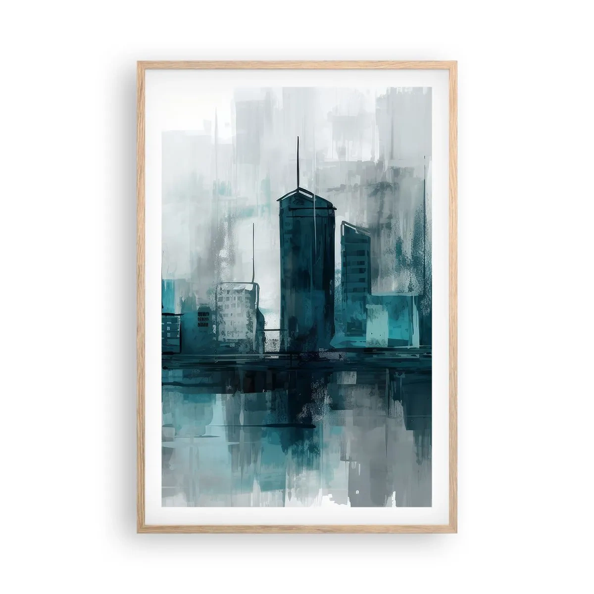 Poster in light oak frame - City in the Colour of Rain - 61x91 cm