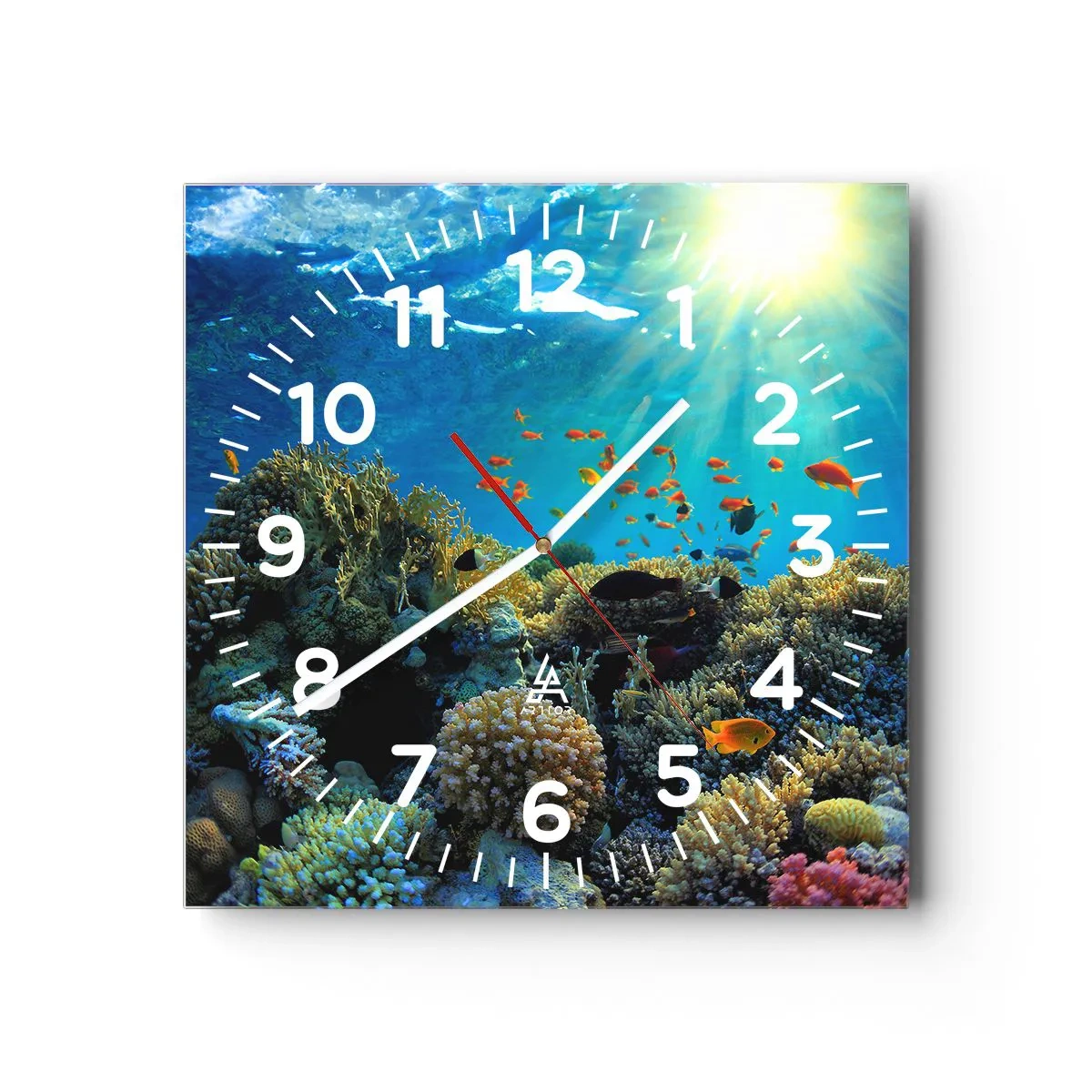 Wall clock - Clock on glass - Underwater Treasures - 40x40 cm