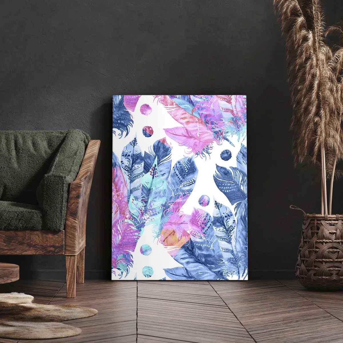 Canvas picture - Pink and Blue Plumes - 50x70 cm