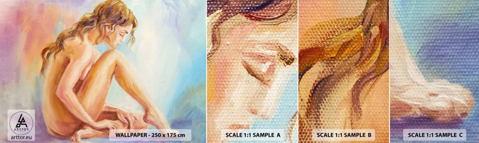 Photo Wallpaper Sample Self-Adhesive Deluxe Sticker - Nude of Youth - Woman, Body, Model - 100x30 cm