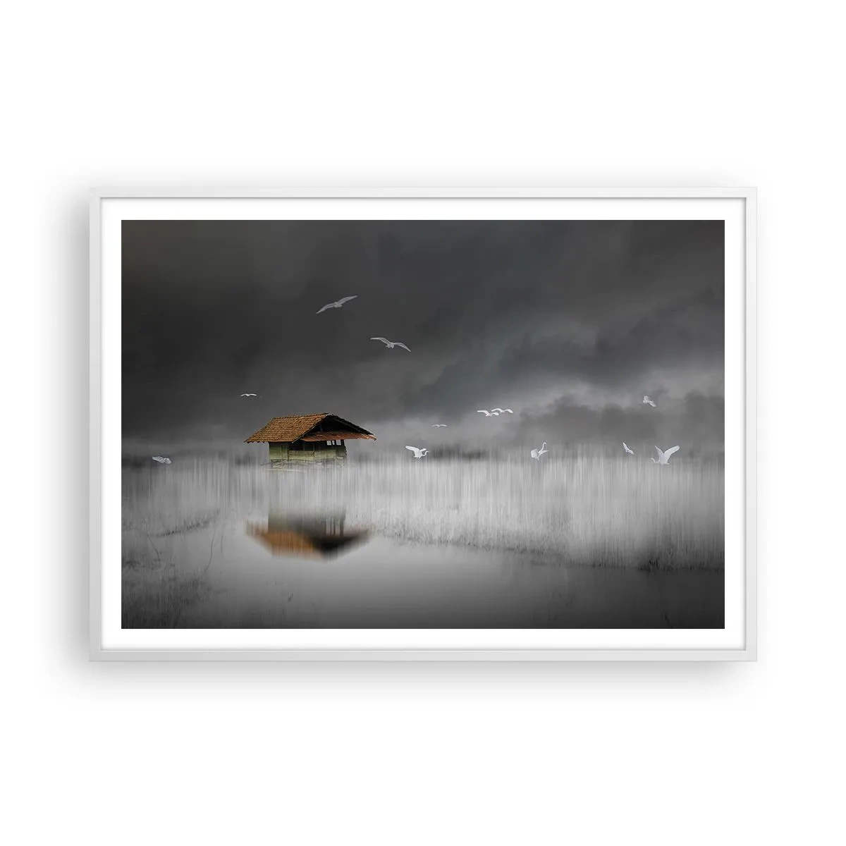 Poster in white frmae - Shelter from the Rain - 100x70 cm