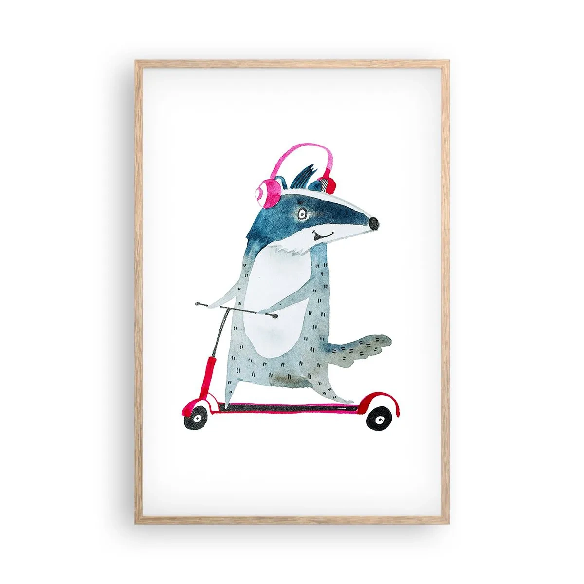 Poster in light oak frame - Joys of a Badger - 61x91 cm