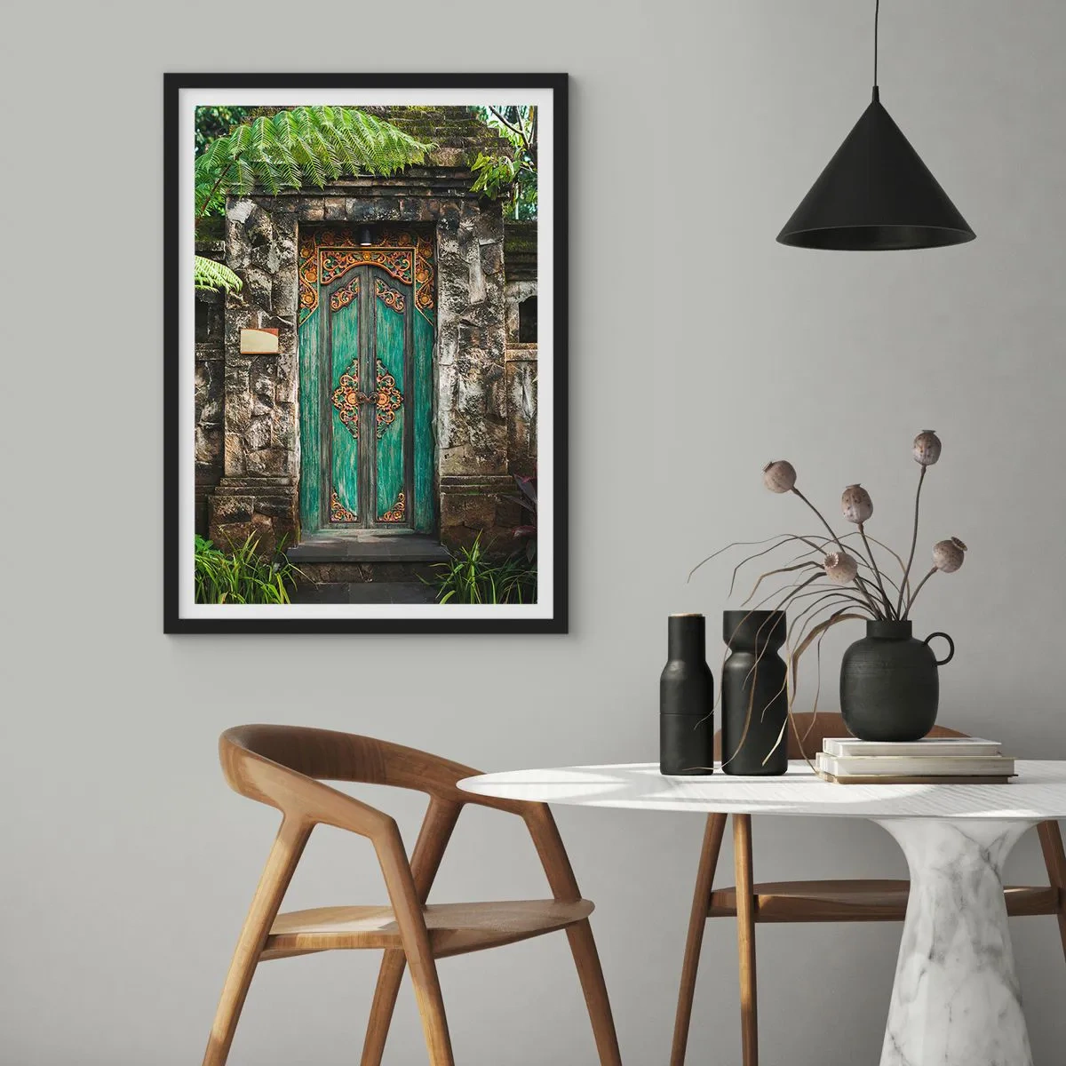 Poster in black frame - Door to Exotic World - 30x40 cm