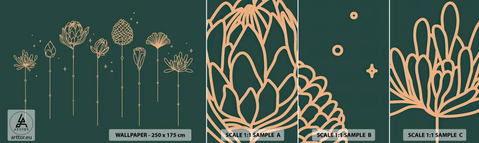 Photo Wallpaper Sample Self-Adhesive Deluxe Sticker - The Herb Family - Flowers, Art Deco, Minimalistic - 100x30 cm