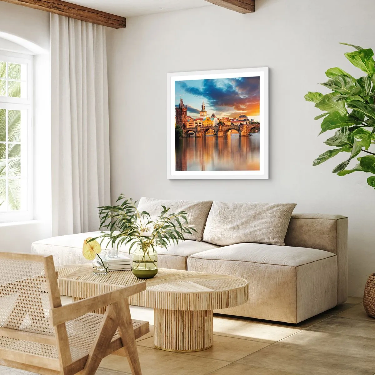 Poster in white frmae - Beautiful Prague - 60x60 cm