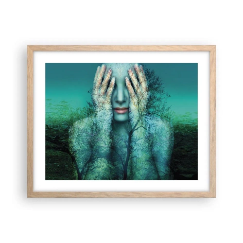 Poster in light oak frame - Submerged in Blue - 50x40 cm
