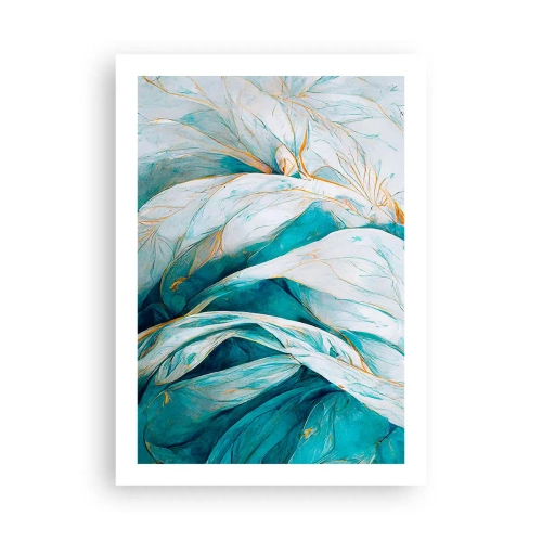 Poster - Blue Abstract with a Golden Motif - 50x70 cm