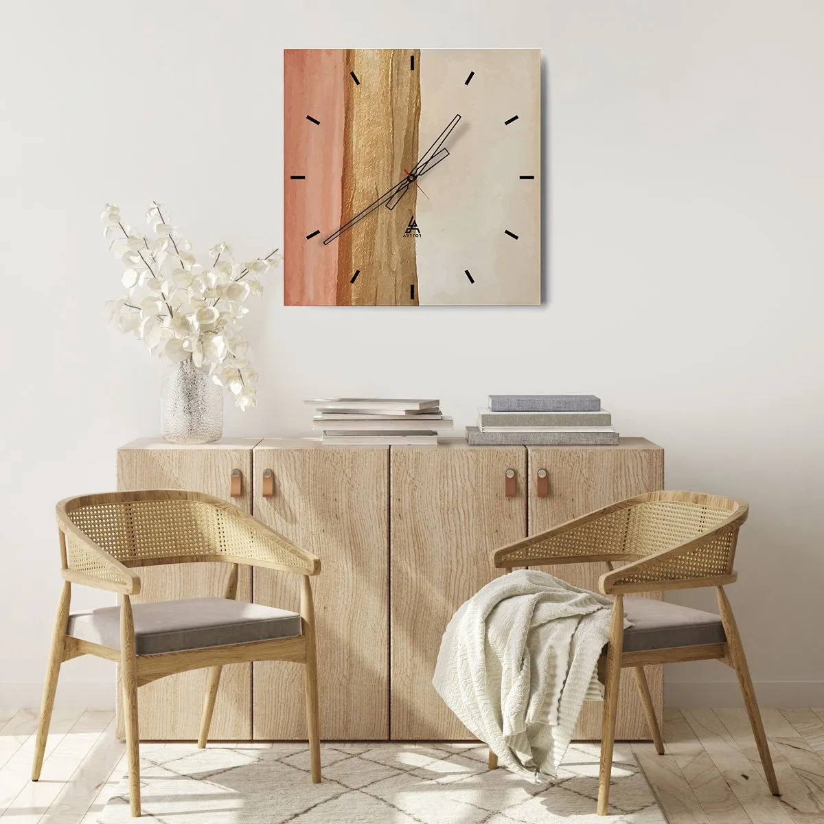 Wall clock - Clock on glass - Vertical Composition - 40x40 cm