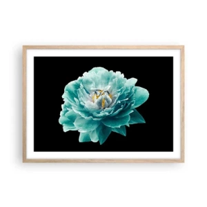 Poster in light oak frame - Blue and Gold Petals - 70x50 cm