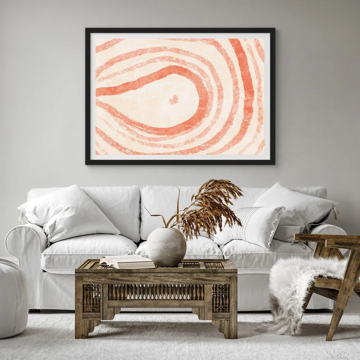 Poster in black frame - Coral Circles - Composition - 91x61 cm