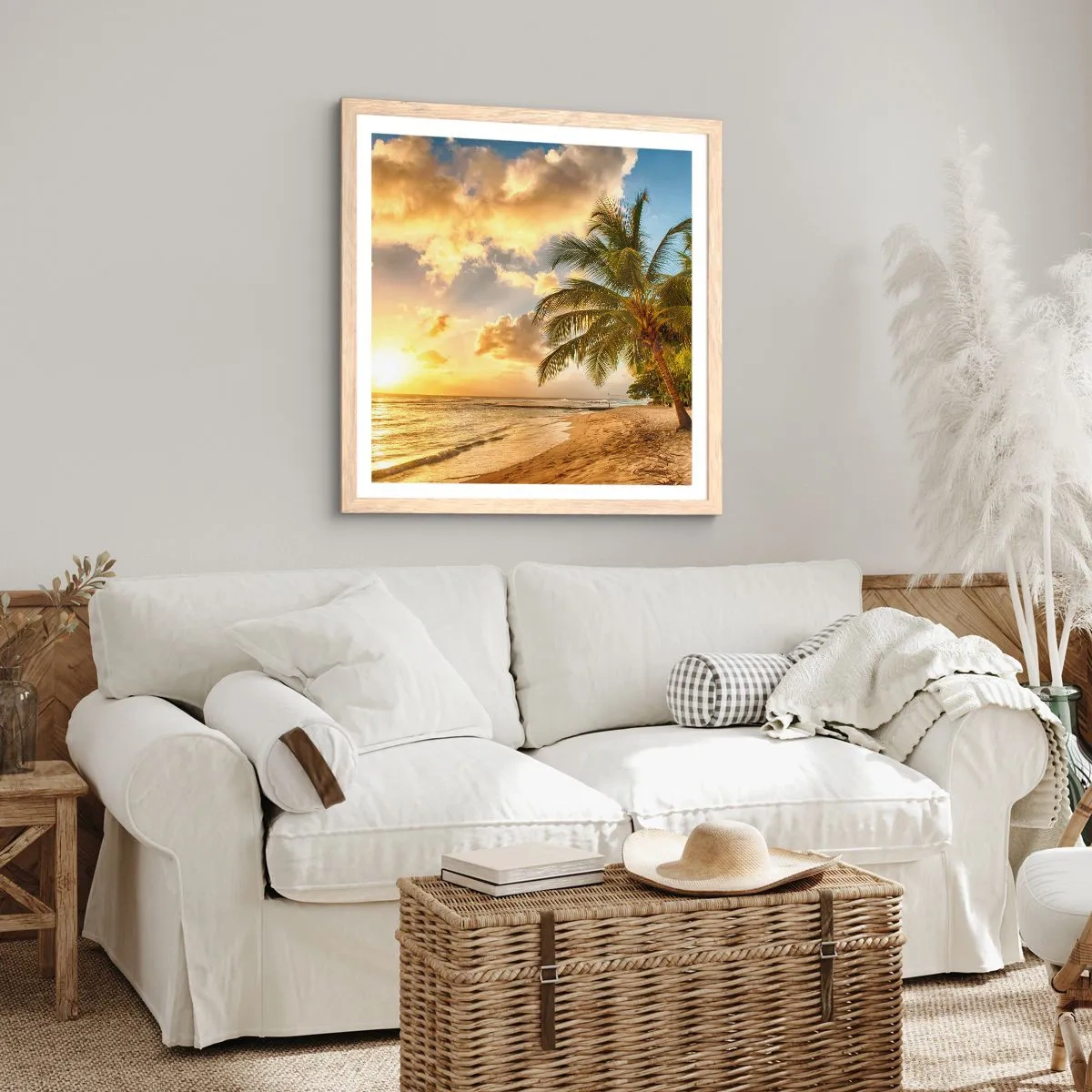 Poster in light oak frame - Eternal Summer, Always Holidays - 50x50 cm