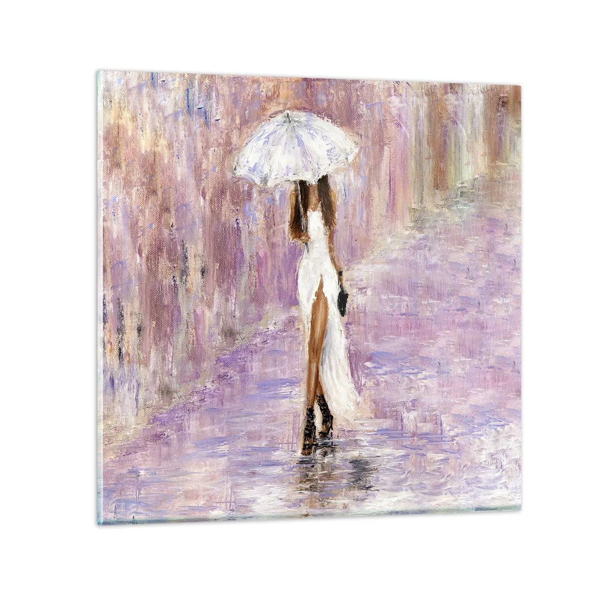 Glass picture - In Liliac Rain - 70x70 cm