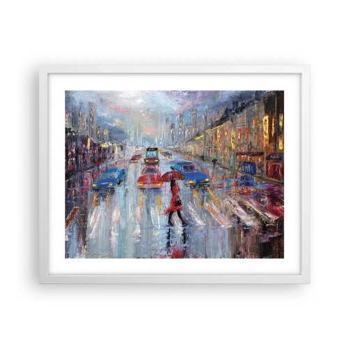 Poster in white frmae - Rainy Afternoon in a City - 50x40 cm