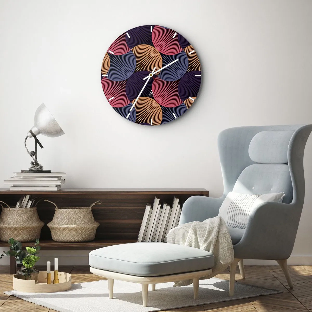 Wall clock - Clock on glass - In a Circular Rhythm - 40x40 cm