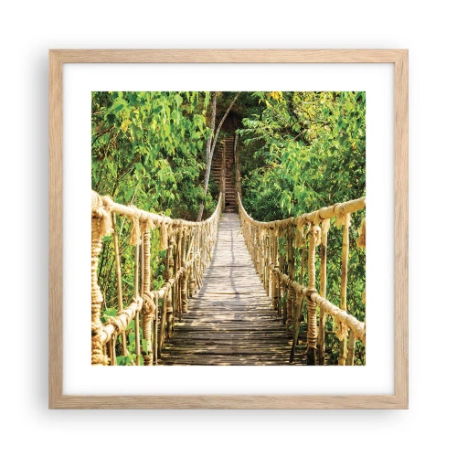 Poster in light oak frame - Suspended in Green - 40x40 cm