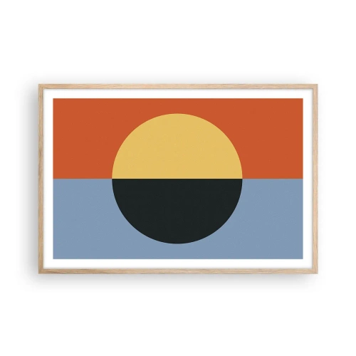 Poster in light oak frame - Composition of Warm and Cool - 91x61 cm