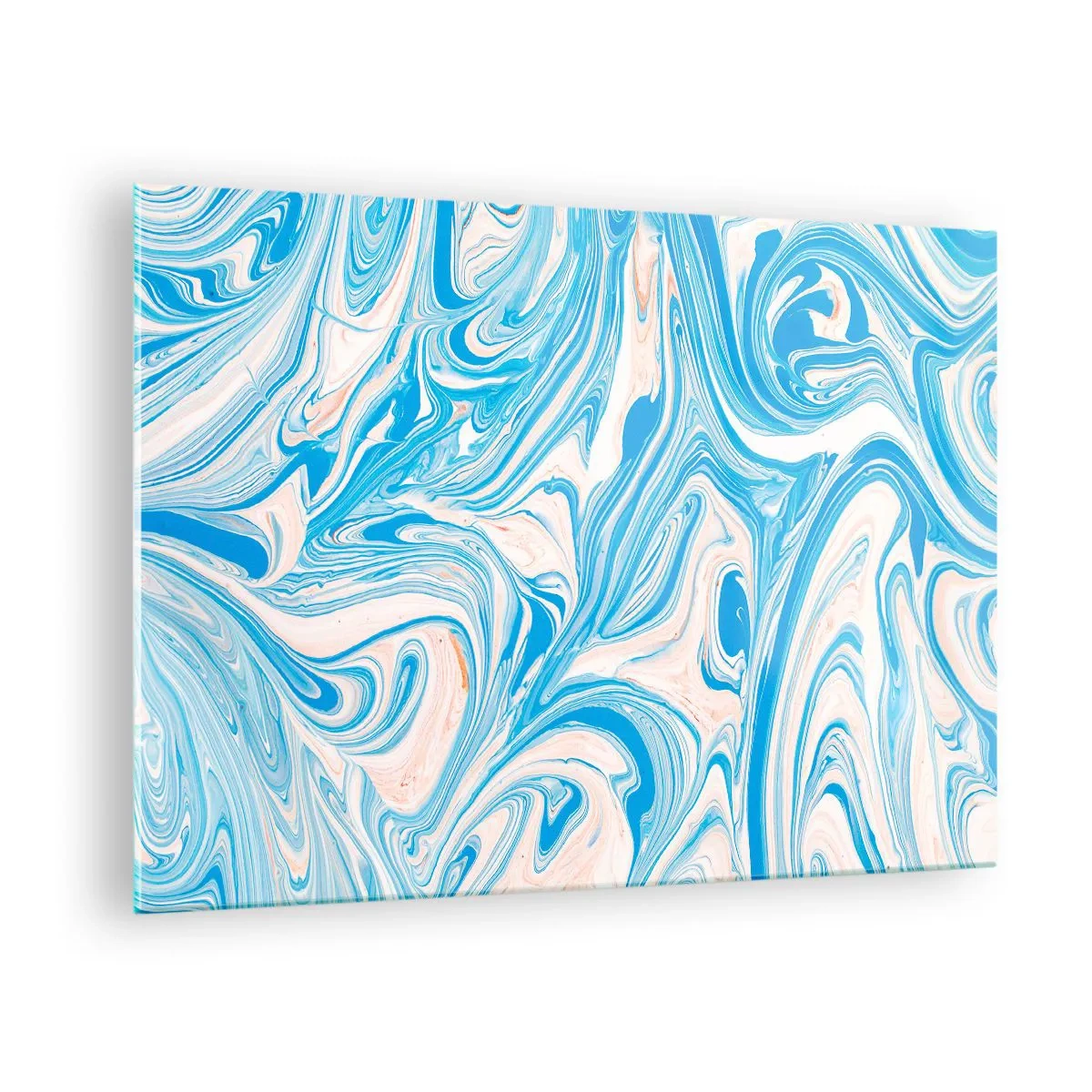Glass picture - Abstract pattern in turquoise and beige shades - 70x50cm - Floodplain in Turquoise - Modern wall decoration for the living room and bedroom ARTTOR